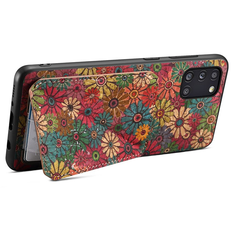 For Samsung Galaxy A31 Cell Phone Case Kickstand Leather Drop Protection Cover - Spring / Green