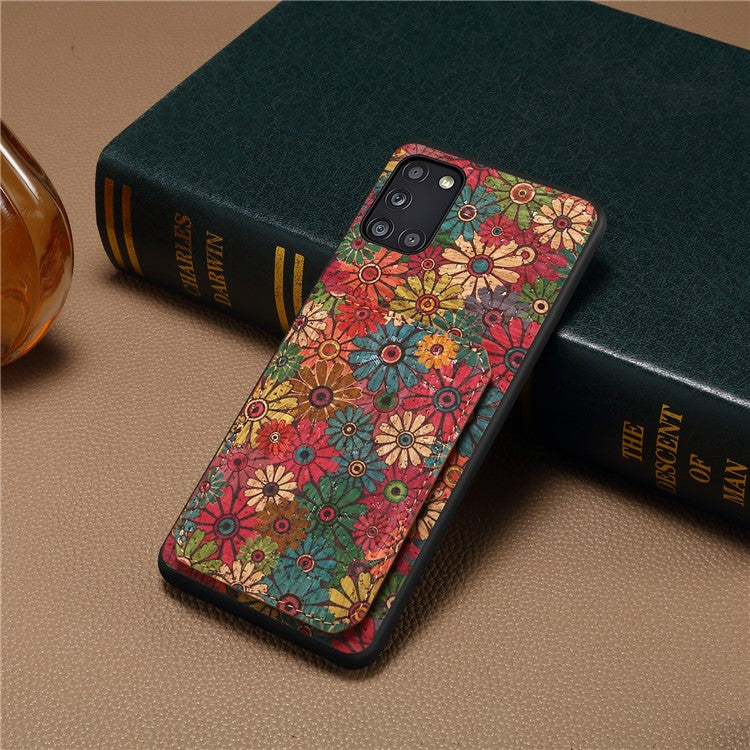 For Samsung Galaxy A31 Cell Phone Case Kickstand Leather Drop Protection Cover - Spring / Green