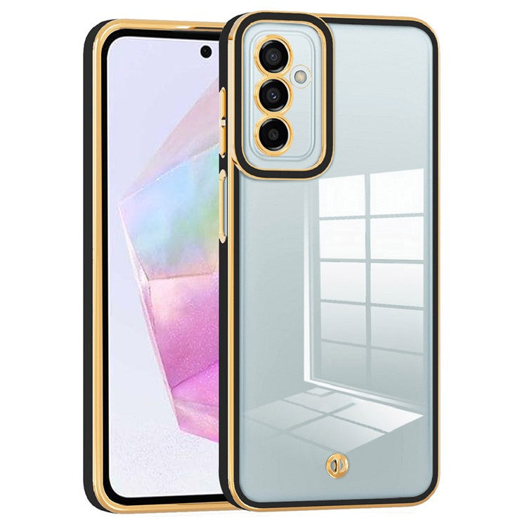 TPU Phone Cover For Samsung Galaxy A55 5G Shockproof Electroplating Phone Protective Cover - Black