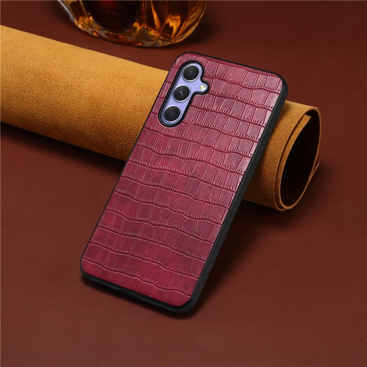 For Samsung Galaxy A54 5G Cases Crocodile Textured Leather+PC+TPU Phone Cover - Red