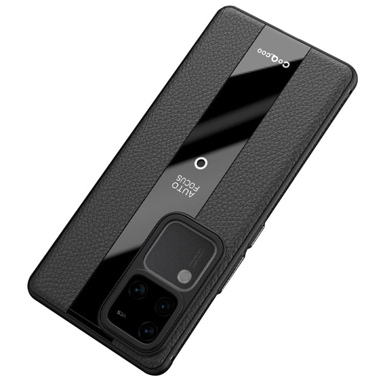 Q.COO Case for vivo S18 5G / S18 Pro 5G Cover PU Leather Coated TPU+Acrylic Phone Shell - Black