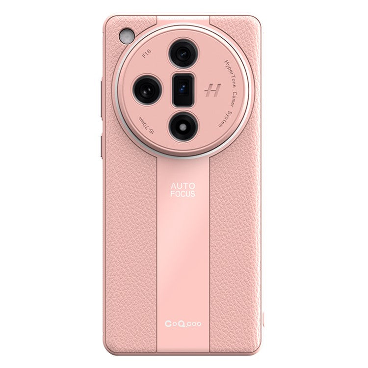 Q.COO For Oppo Find X7 Ultra Back Phone Cover PU Leather+TPU+Acrylic Dustproof Case - Pink