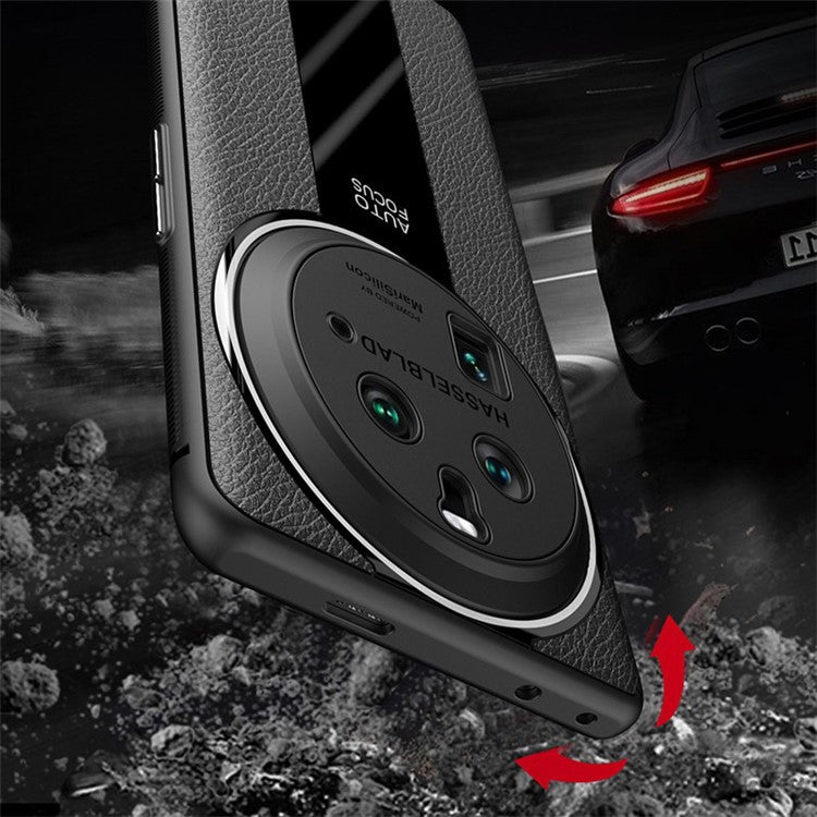 Q.COO For Oppo Find X6 Case Drop-proof PU Leather+TPU+Acrylic Phone Protective Shell - Black
