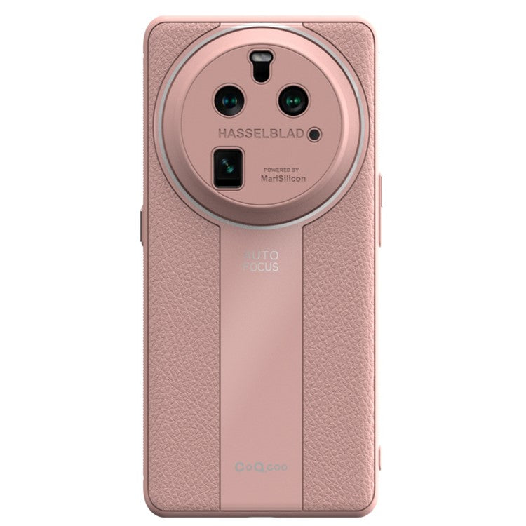 Q.COO For Oppo Find X6 Case Drop-proof PU Leather+TPU+Acrylic Phone Protective Shell - Pink