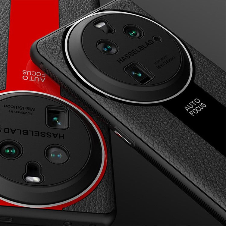 Q.COO For Oppo Find X6 Pro Case Fall Protection PU Leather+TPU+Acrylic Protective Back Cover - Black