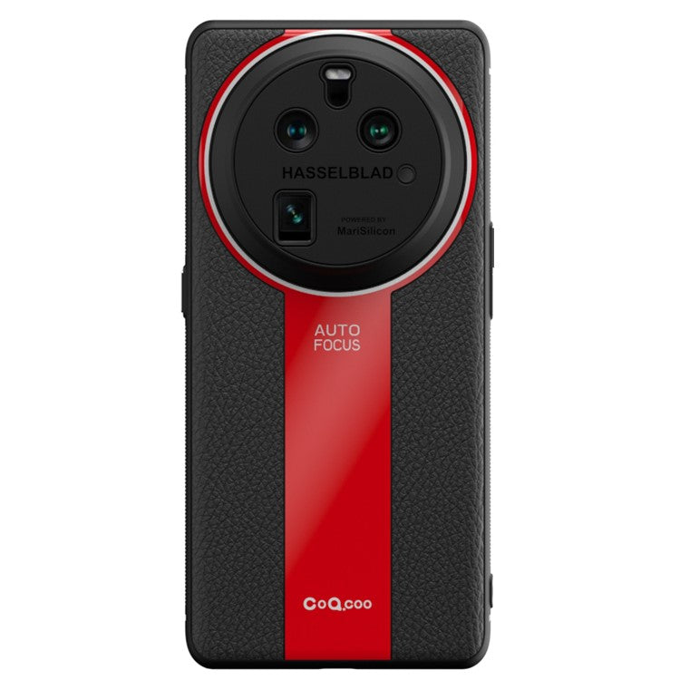 Q.COO For Oppo Find X6 Pro Case Fall Protection PU Leather+TPU+Acrylic Protective Back Cover - Red