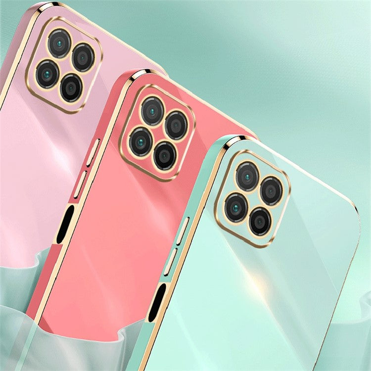 XINLI For Honor X8 5G Case TPU Protection Phone Cover Electroplating Gold Edge - Pink