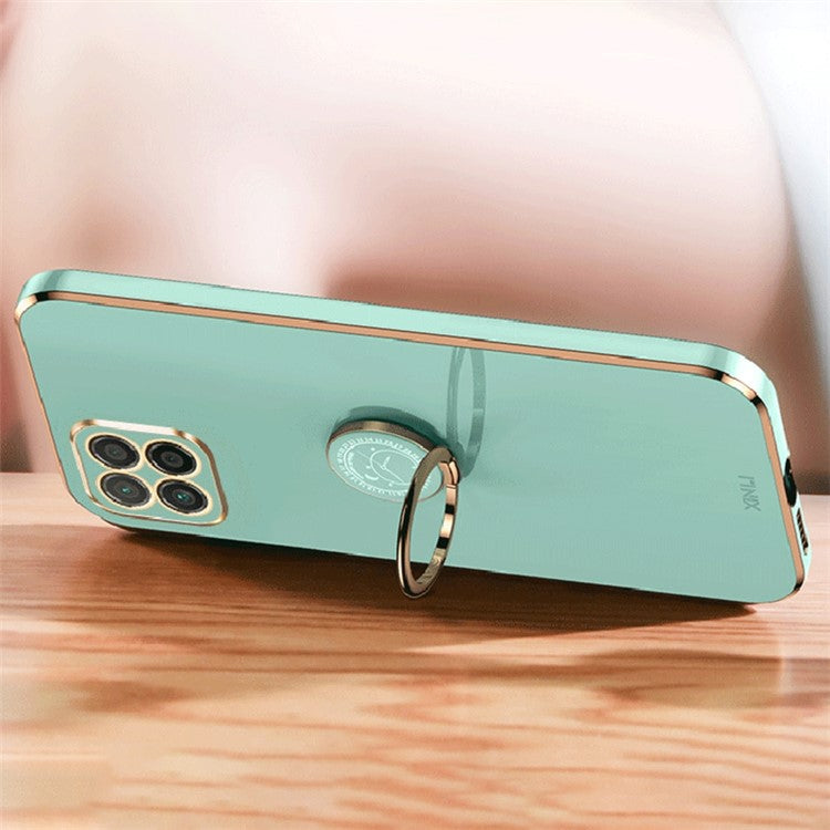XINLI For Honor X8 5G TPU Case Electroplating Edge Kickstand Protective Cover - Pink
