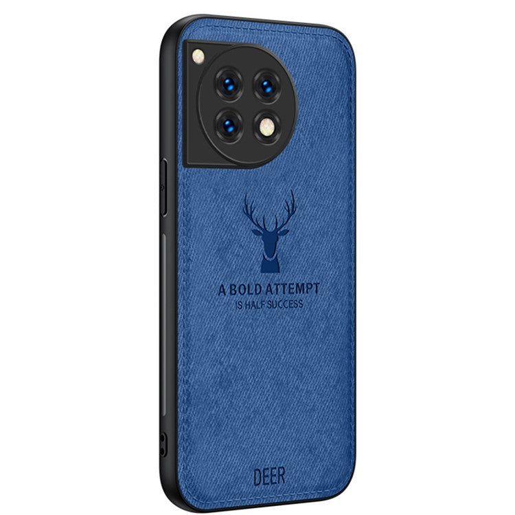 For OnePlus Ace 3 5G / 12R 5G Protective Case Deer Pattern PU Leather+PC+TPU Phone Cover - Blue