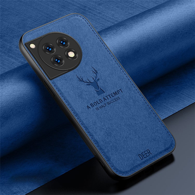 For OnePlus Ace 3 5G / 12R 5G Protective Case Deer Pattern PU Leather+PC+TPU Phone Cover - Blue