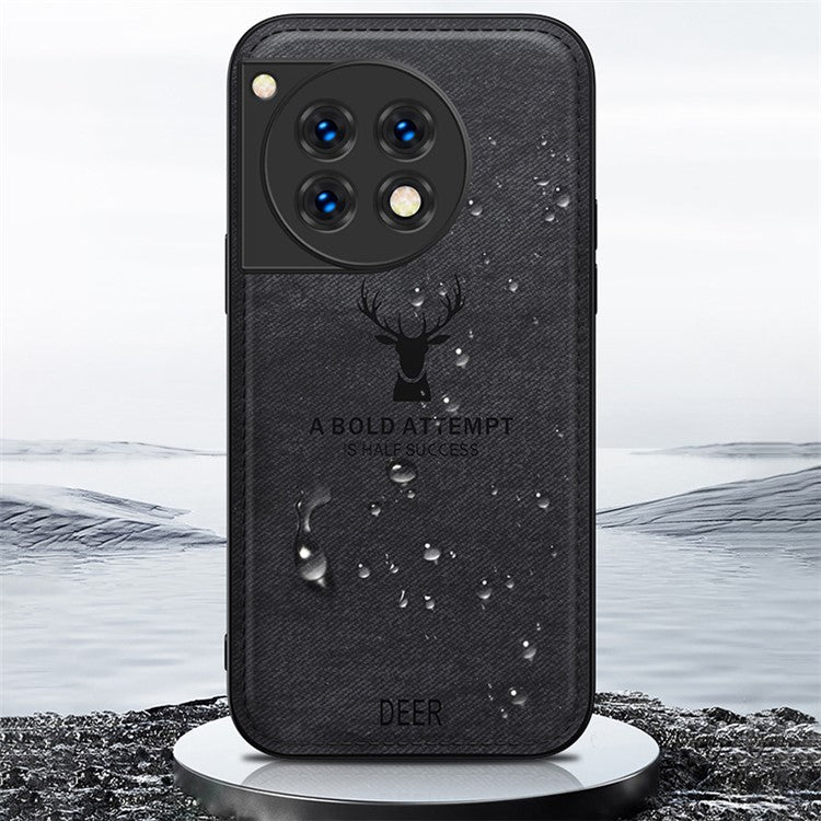 For OnePlus Ace 3 5G / 12R 5G Protective Case Deer Pattern PU Leather+PC+TPU Phone Cover - Grey