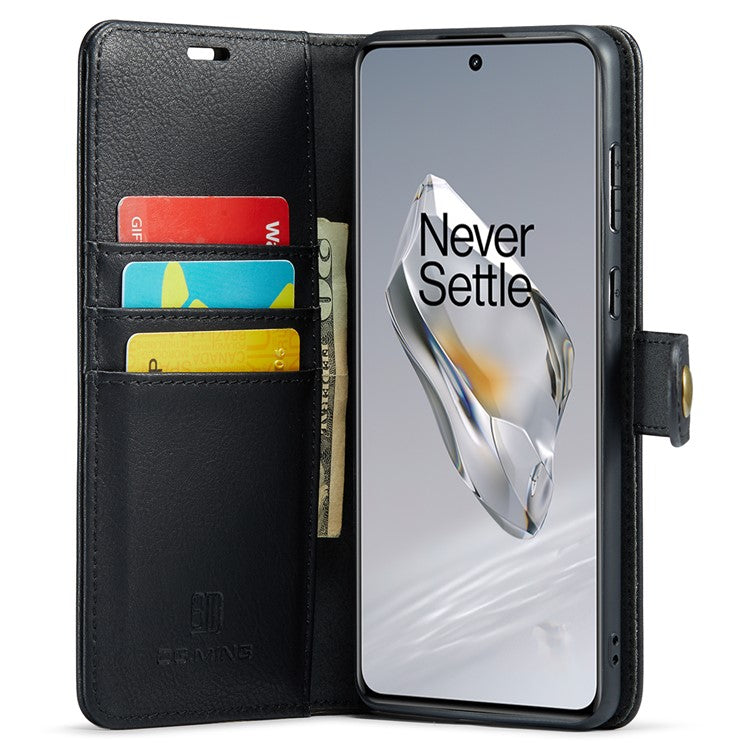 DG.MING for OnePlus 12 5G Case Detachable Split Leather Phone Cover with Stand Wallet - Black