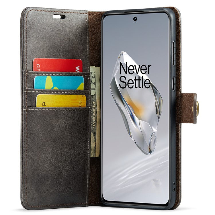 DG.MING for OnePlus 12 5G Case Detachable Split Leather Phone Cover with Stand Wallet - Grey