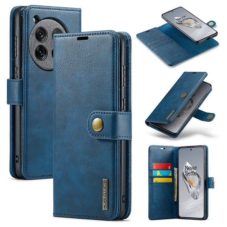 DG.MING for OnePlus 12 5G Case Detachable Split Leather Phone Cover with Stand Wallet - Blue