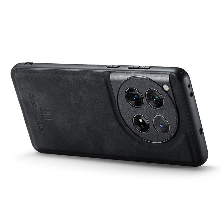 DG.MING For OnePlus 12 5G Case Leather+PC+TPU Anti-Drop Phone Cover - Black