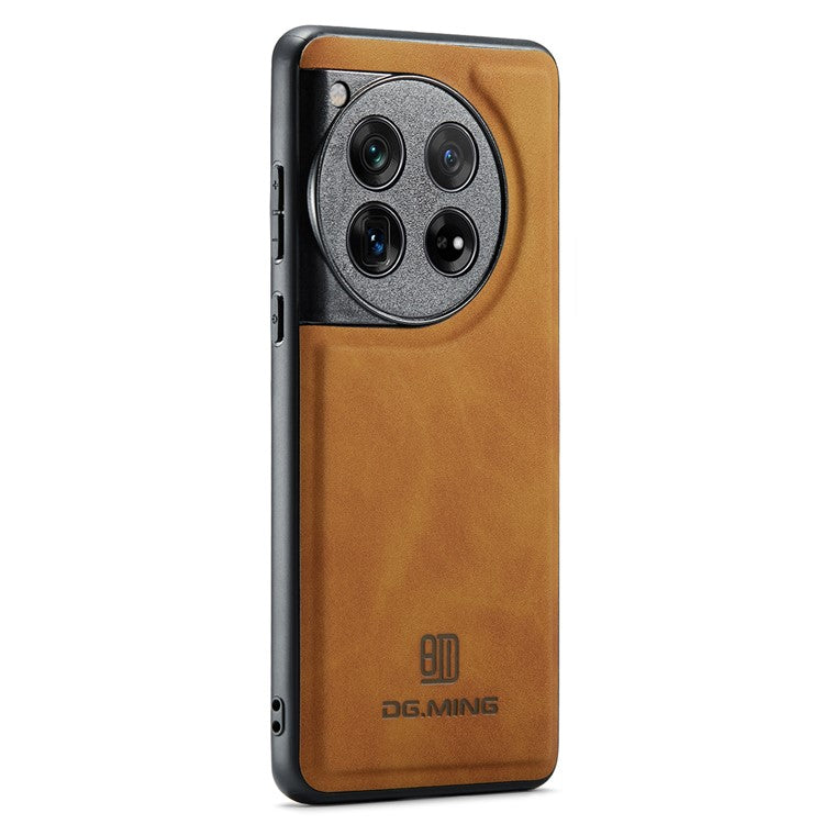 DG.MING For OnePlus 12 5G Case Leather+PC+TPU Anti-Drop Phone Cover - Brown