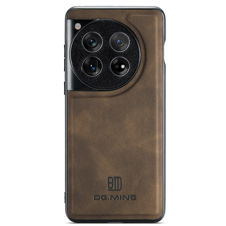 DG.MING For OnePlus 12 5G Case Leather+PC+TPU Anti-Drop Phone Cover - Coffee