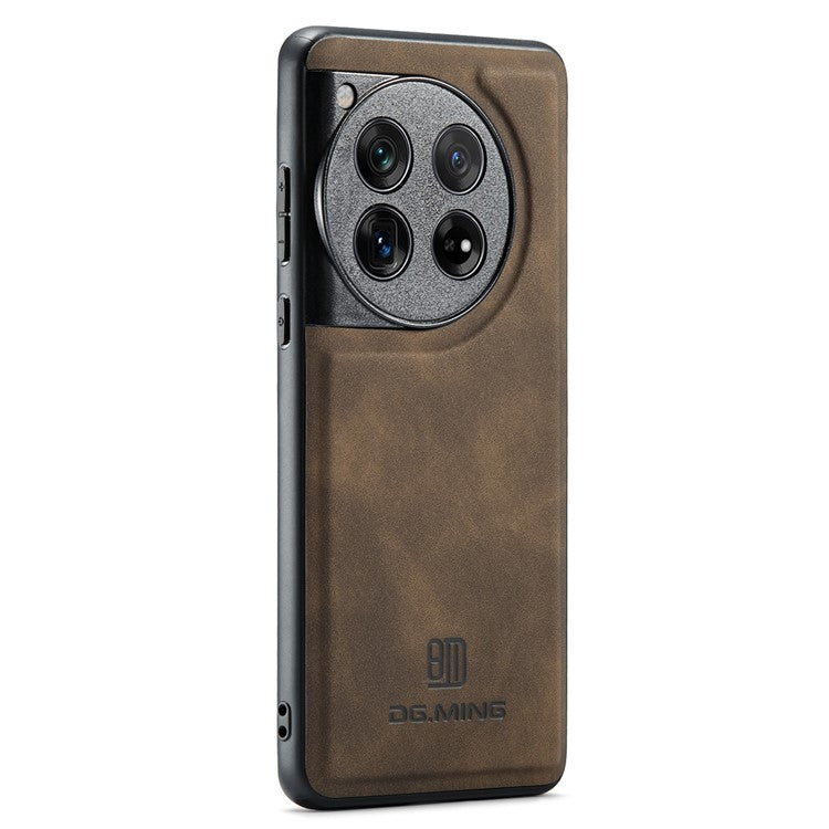 DG.MING For OnePlus 12 5G Case Leather+PC+TPU Anti-Drop Phone Cover - Coffee