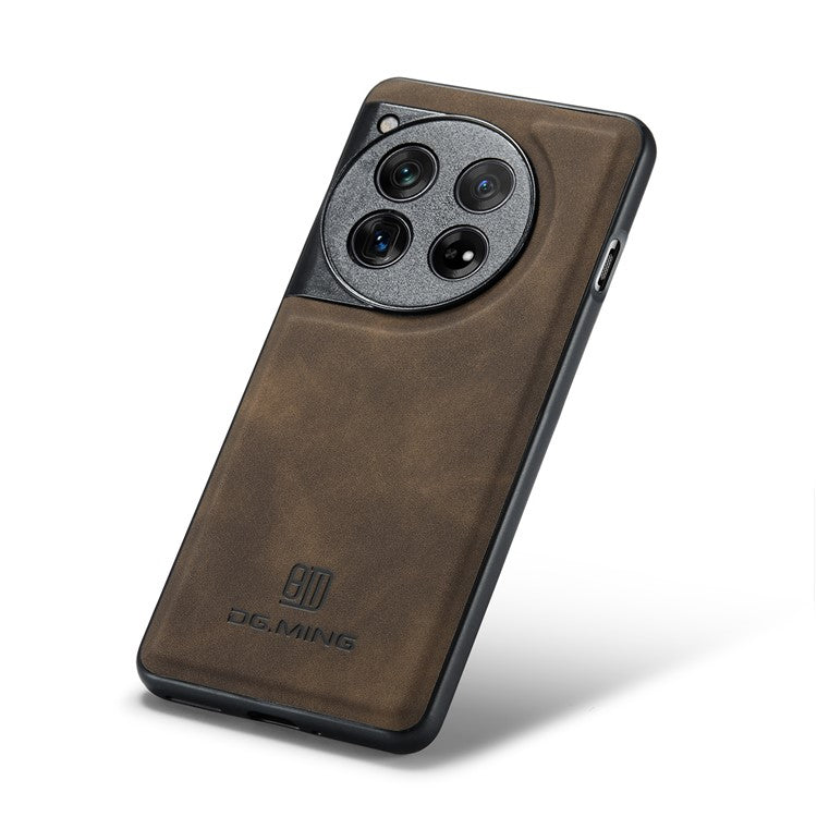 DG.MING For OnePlus 12 5G Case Leather+PC+TPU Anti-Drop Phone Cover - Coffee
