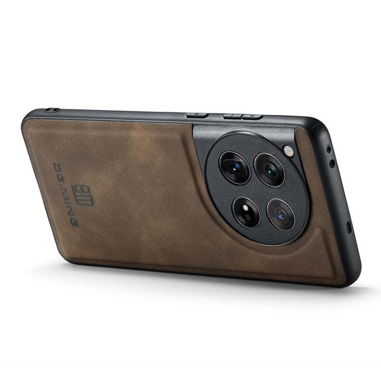 DG.MING For OnePlus 12 5G Case Leather+PC+TPU Anti-Drop Phone Cover - Coffee