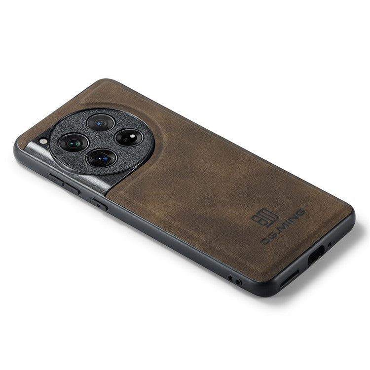 DG.MING For OnePlus 12 5G Case Leather+PC+TPU Anti-Drop Phone Cover - Coffee