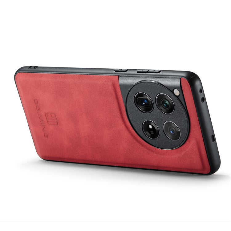 DG.MING For OnePlus 12 5G Case Leather+PC+TPU Anti-Drop Phone Cover - Red