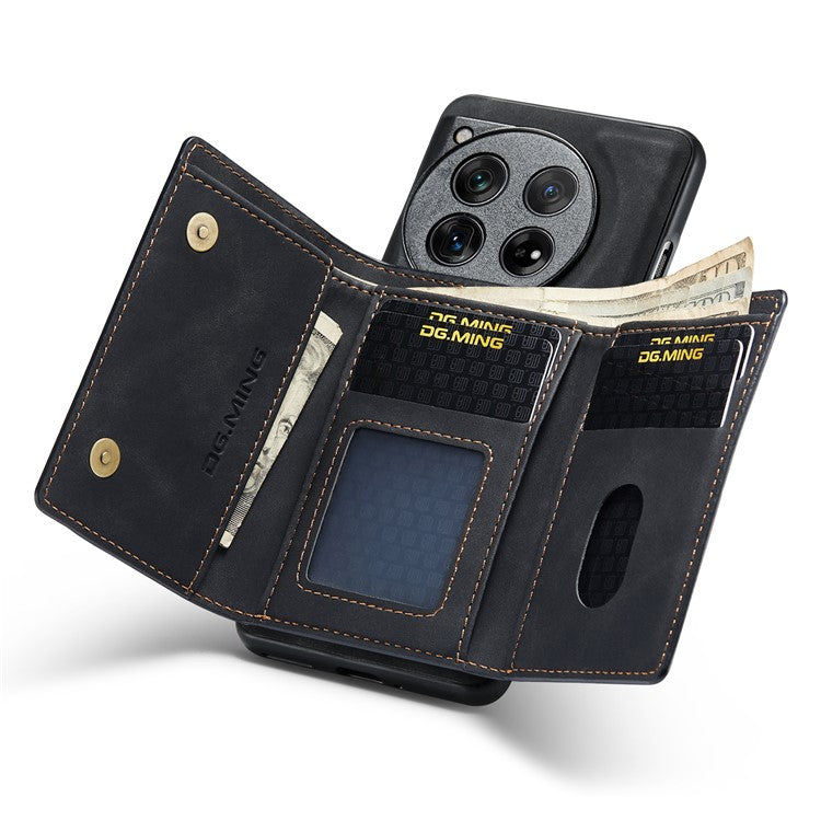 DG.MING M1 Series for OnePlus 12 5G Case Detachable Wallet Phone Cover - Black