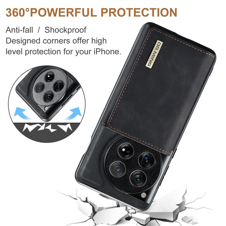DG.MING M1 Series for OnePlus 12 5G Case Detachable Wallet Phone Cover - Black