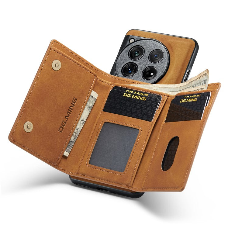 DG.MING M1 Series for OnePlus 12 5G Case Detachable Wallet Phone Cover - Brown