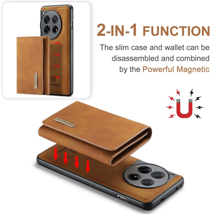DG.MING M1 Series for OnePlus 12 5G Case Detachable Wallet Phone Cover - Brown