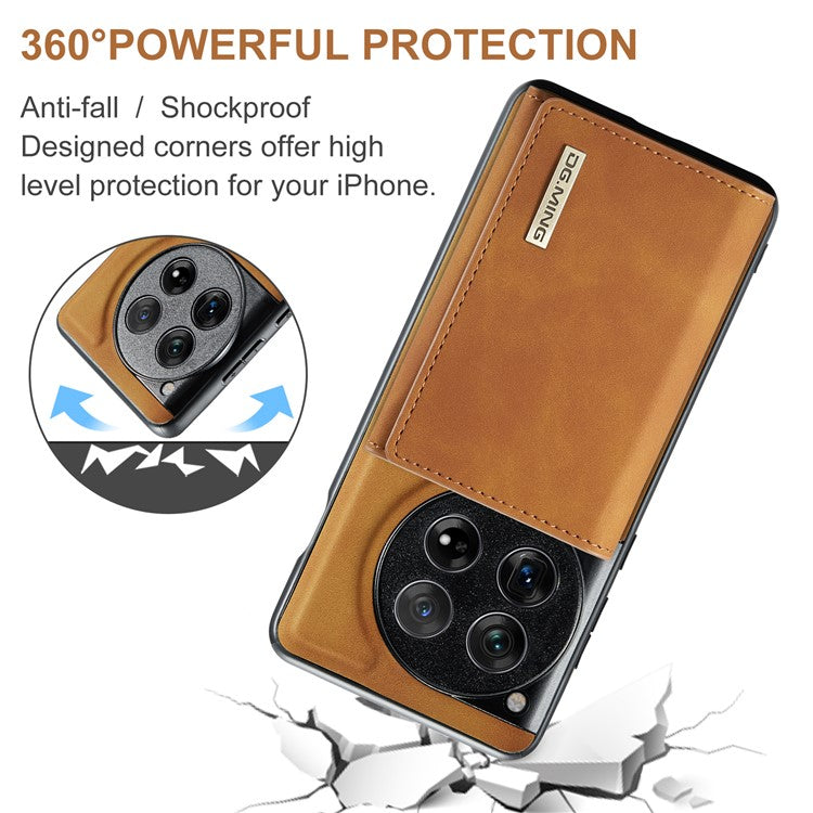 DG.MING M1 Series for OnePlus 12 5G Case Detachable Wallet Phone Cover - Brown