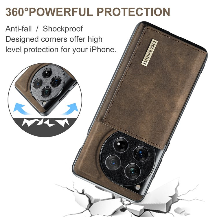 DG.MING M1 Series for OnePlus 12 5G Case Detachable Wallet Phone Cover - Coffee
