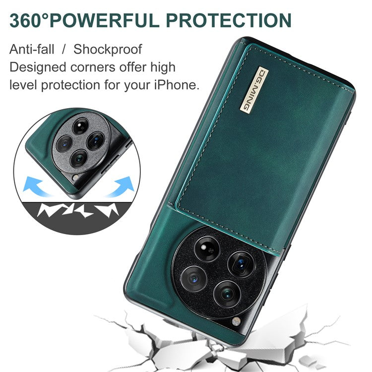 DG.MING M1 Series for OnePlus 12 5G Case Detachable Wallet Phone Cover - Green