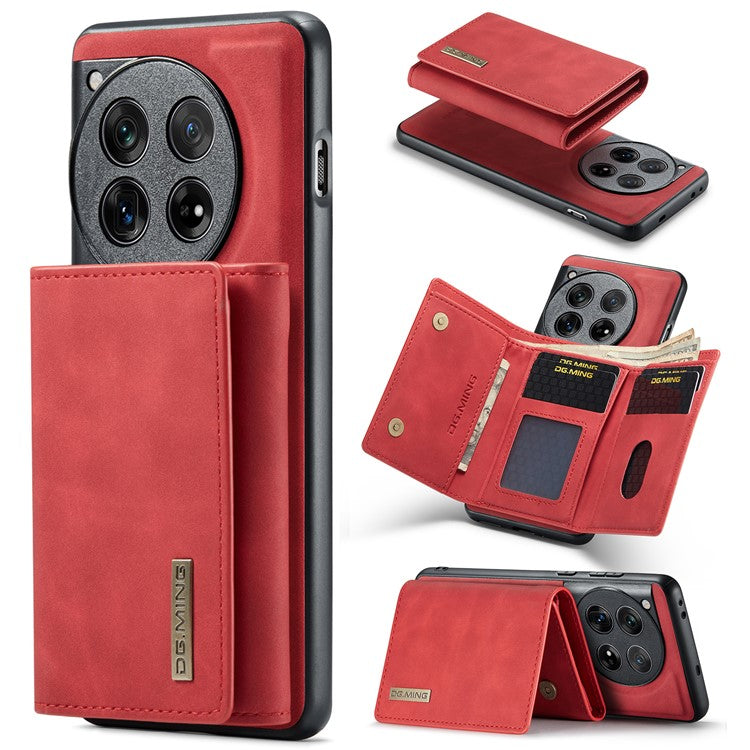 DG.MING M1 Series for OnePlus 12 5G Case Detachable Wallet Phone Cover - Red
