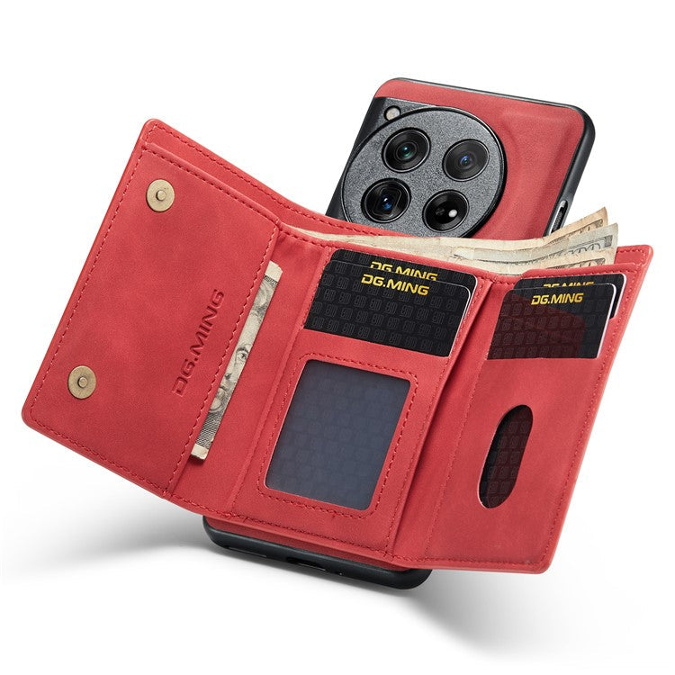 DG.MING M1 Series for OnePlus 12 5G Case Detachable Wallet Phone Cover - Red