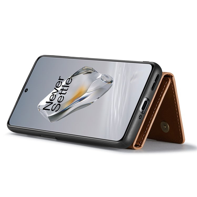 DG.MING M2 Series for OnePlus 12 5G Kickstand Case Detachable Magnetic Wallet Phone Cover - Brown