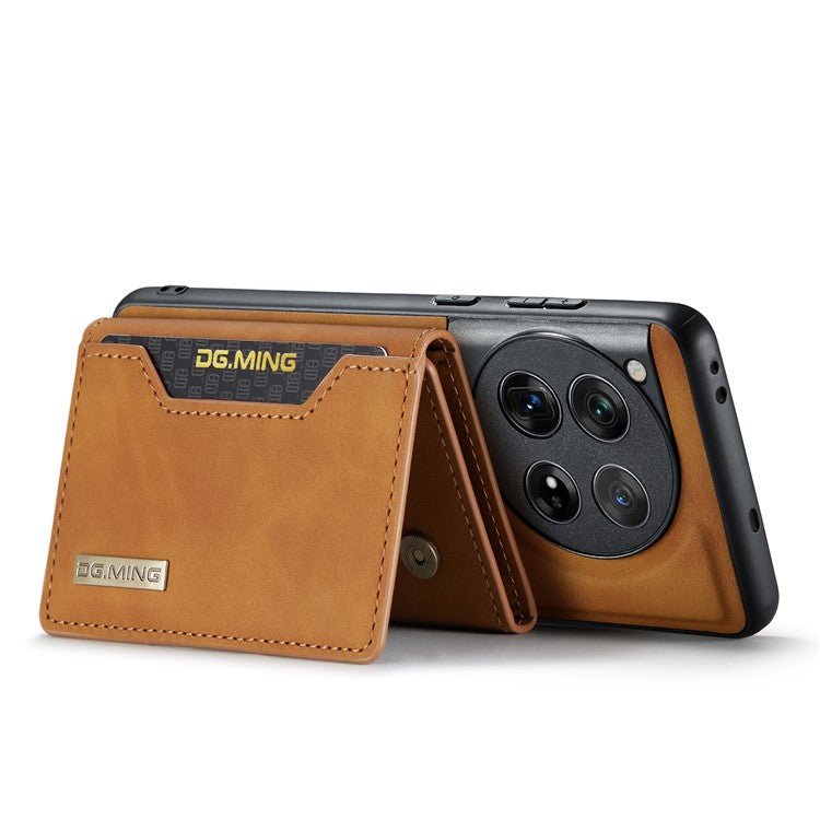 DG.MING M2 Series for OnePlus 12 5G Kickstand Case Detachable Magnetic Wallet Phone Cover - Brown