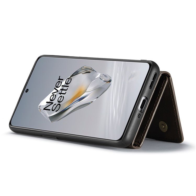DG.MING M2 Series for OnePlus 12 5G Kickstand Case Detachable Magnetic Wallet Phone Cover - Coffee