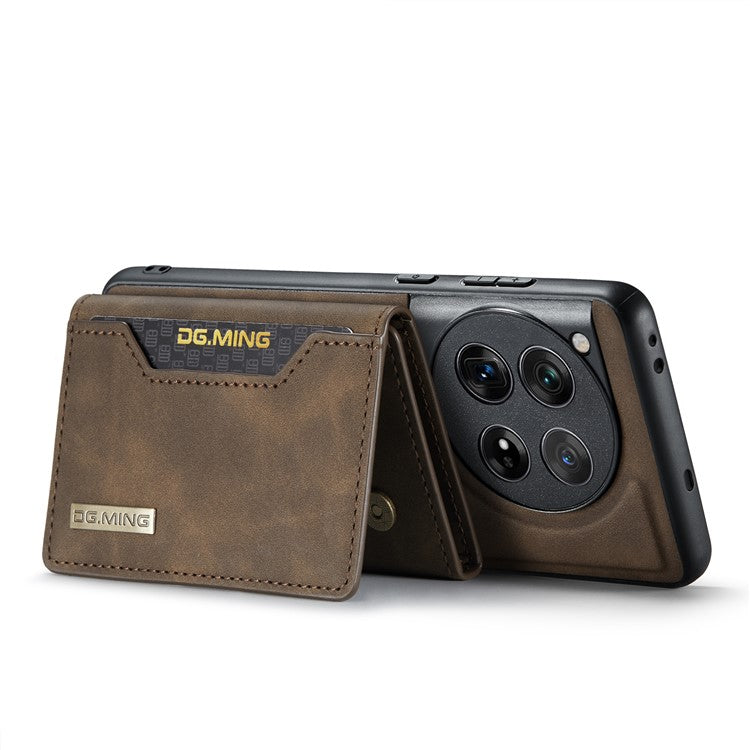 DG.MING M2 Series for OnePlus 12 5G Kickstand Case Detachable Magnetic Wallet Phone Cover - Coffee