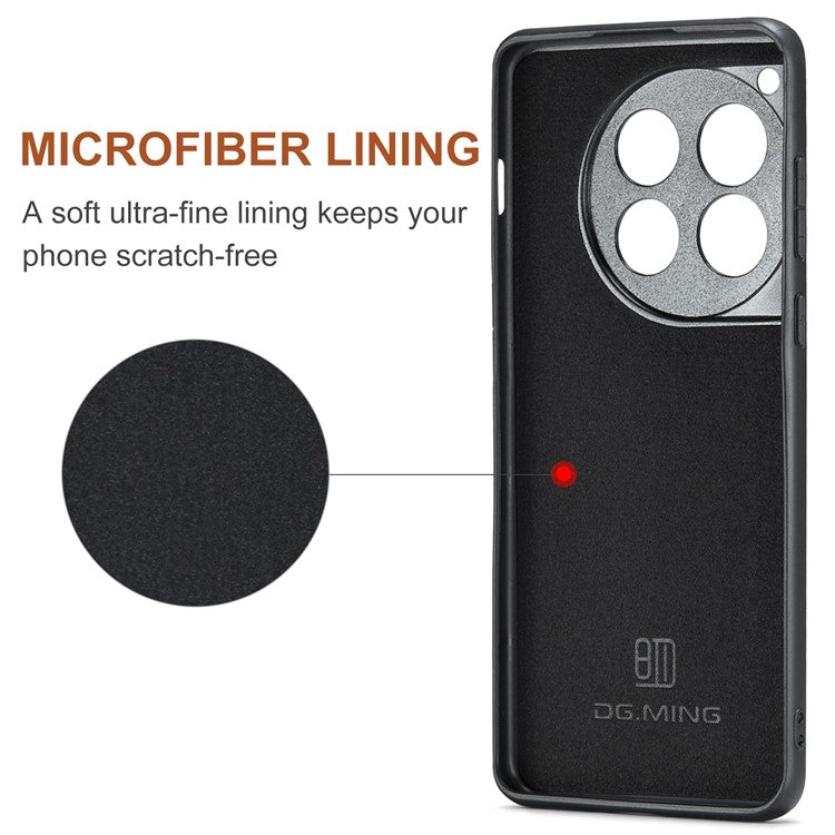 DG.MING M2 Series for OnePlus 12 5G Kickstand Case Detachable Magnetic Wallet Phone Cover - Red