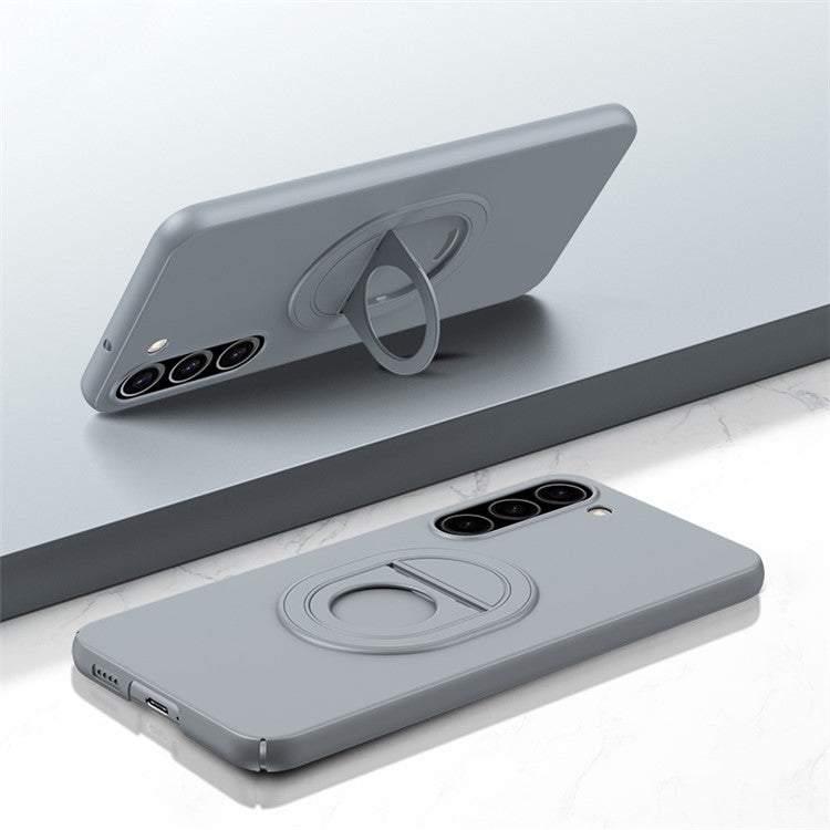 For Samsung Galaxy S23 Phone Case Hard Plastic Kickstand Cover Compatible with MagSafe - Titanium Grey