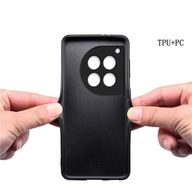 For OnePlus 12 5G Back Case Crocodile Texture Leather Shock-Absorbent Phone Cover - Black