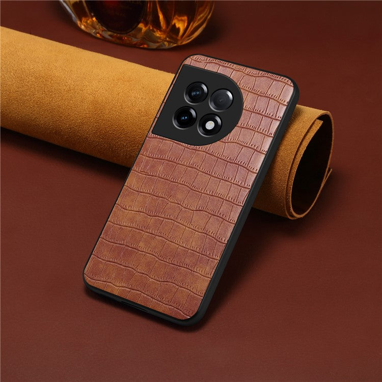 For OnePlus Ace 2 5G / 11R 5G Case Fully Wrapped Alligator Texture Back Phone Cover - Brown