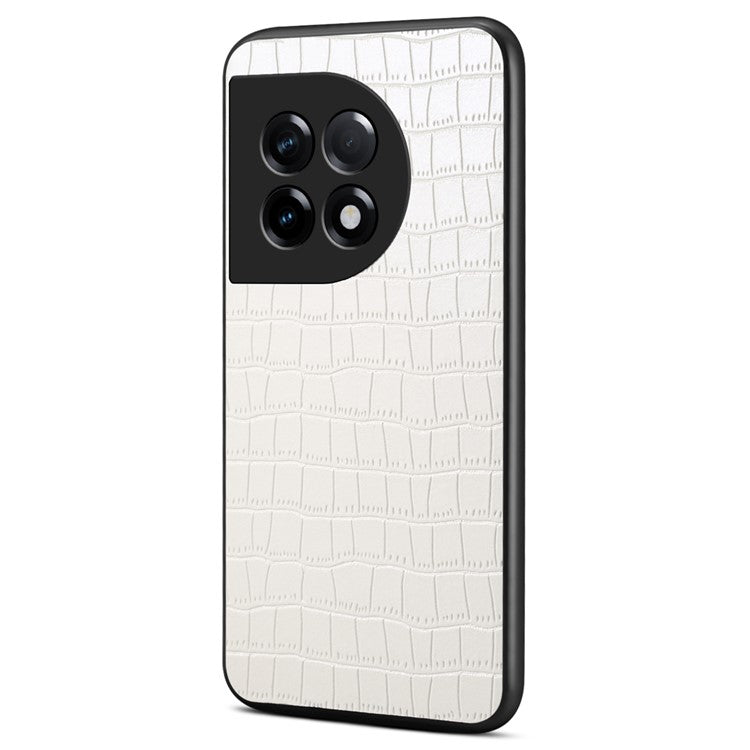 For OnePlus Ace 2 5G / 11R 5G Case Fully Wrapped Alligator Texture Back Phone Cover - White