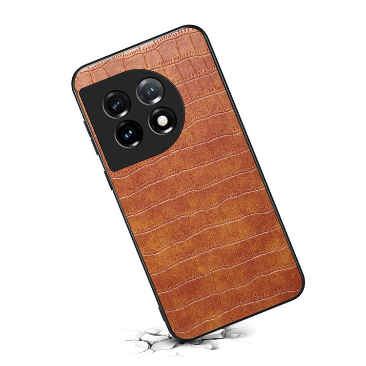 For OnePlus 11 5G Cell Phone Cases Slim-Fit Crocodile Pattern Textured Cover - Brown