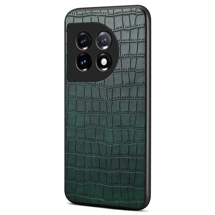 For OnePlus 11 5G Cell Phone Cases Slim-Fit Crocodile Pattern Textured Cover - Green