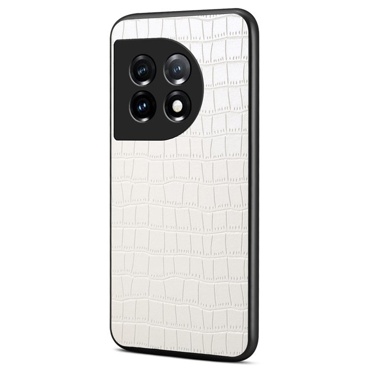 For OnePlus 11 5G Cell Phone Cases Slim-Fit Crocodile Pattern Textured Cover - White