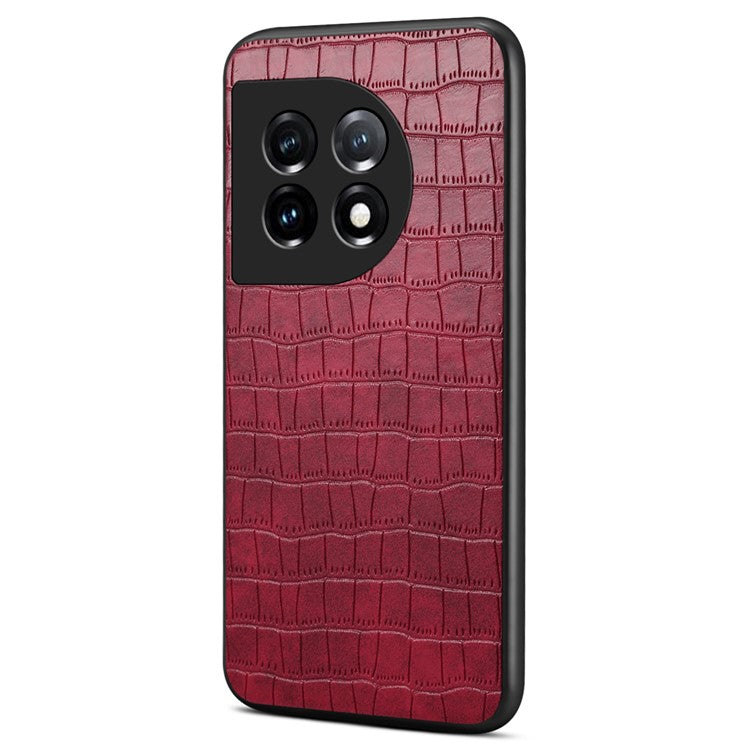 For OnePlus 11 5G Cell Phone Cases Slim-Fit Crocodile Pattern Textured Cover - Red