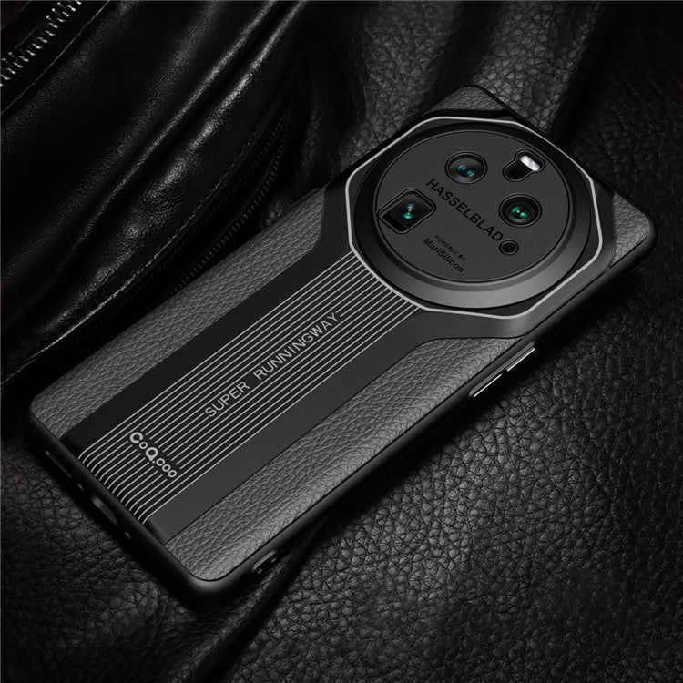 Q.COO Super Running Series 2 for Oppo Find X6 Pro Case PU Leather+Acrylic+TPU Drop Protective Phone Cover - Black