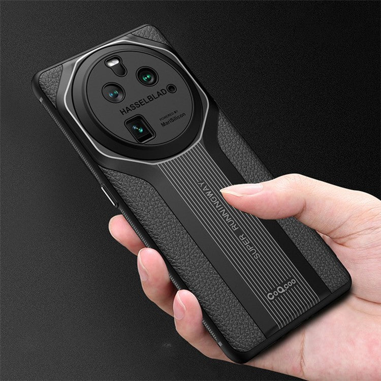 Q.COO Super Running Series 2 for Oppo Find X6 Pro Case PU Leather+Acrylic+TPU Drop Protective Phone Cover - Black